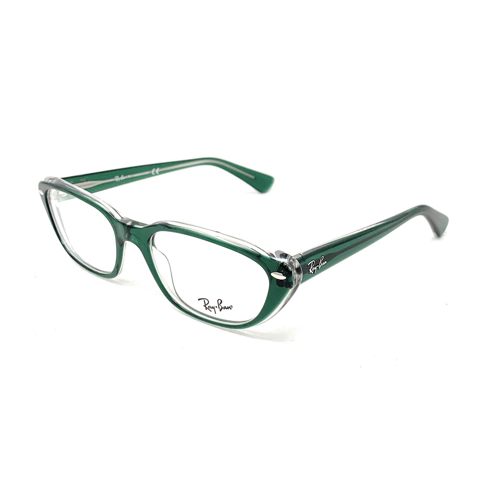 RayBan Rb 5242 Rx5242 5162 Eyeglasses Top Dark Green On Transparent 53mm